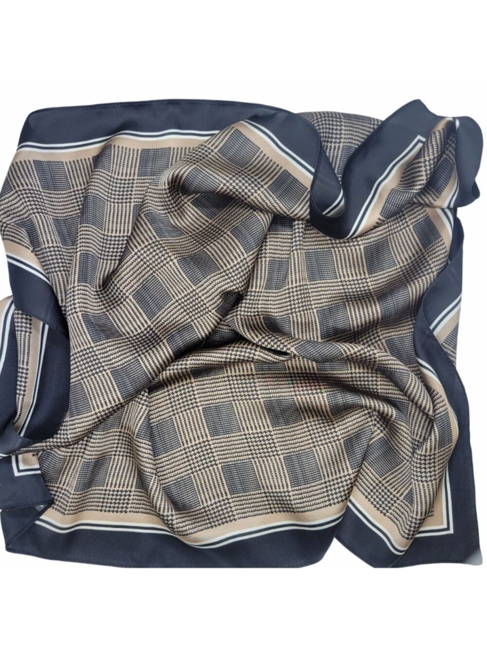 ✨Luxurious Elegant Silky Square Scarf Black White Block Design Bandana Neck Wrap - Picture 3 of 5